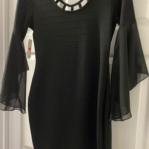 Elegant Black Dress with Bell Sleeves